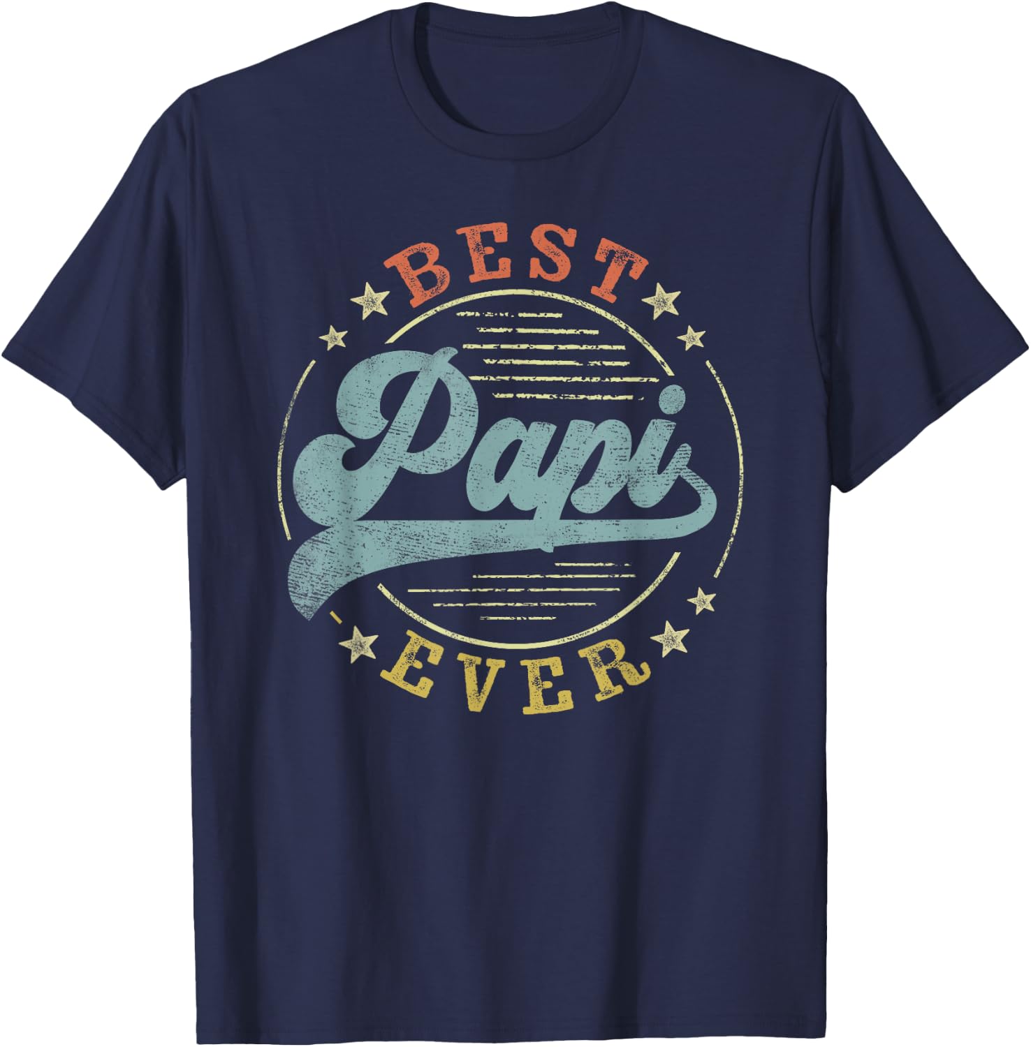 Best Papi Ever Father's Day Papi Gifts Vintage Emblem T-Shirt - T-Shirt | Navy