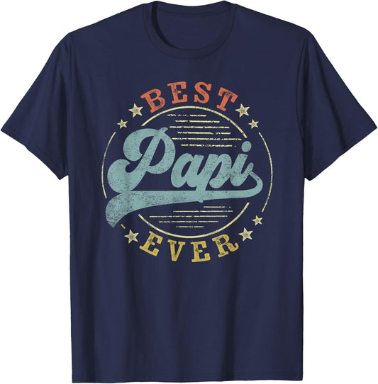 Best Papi Ever Father's Day Papi Gifts Vintage Emblem T-Shirt - T-Shirt | Navy