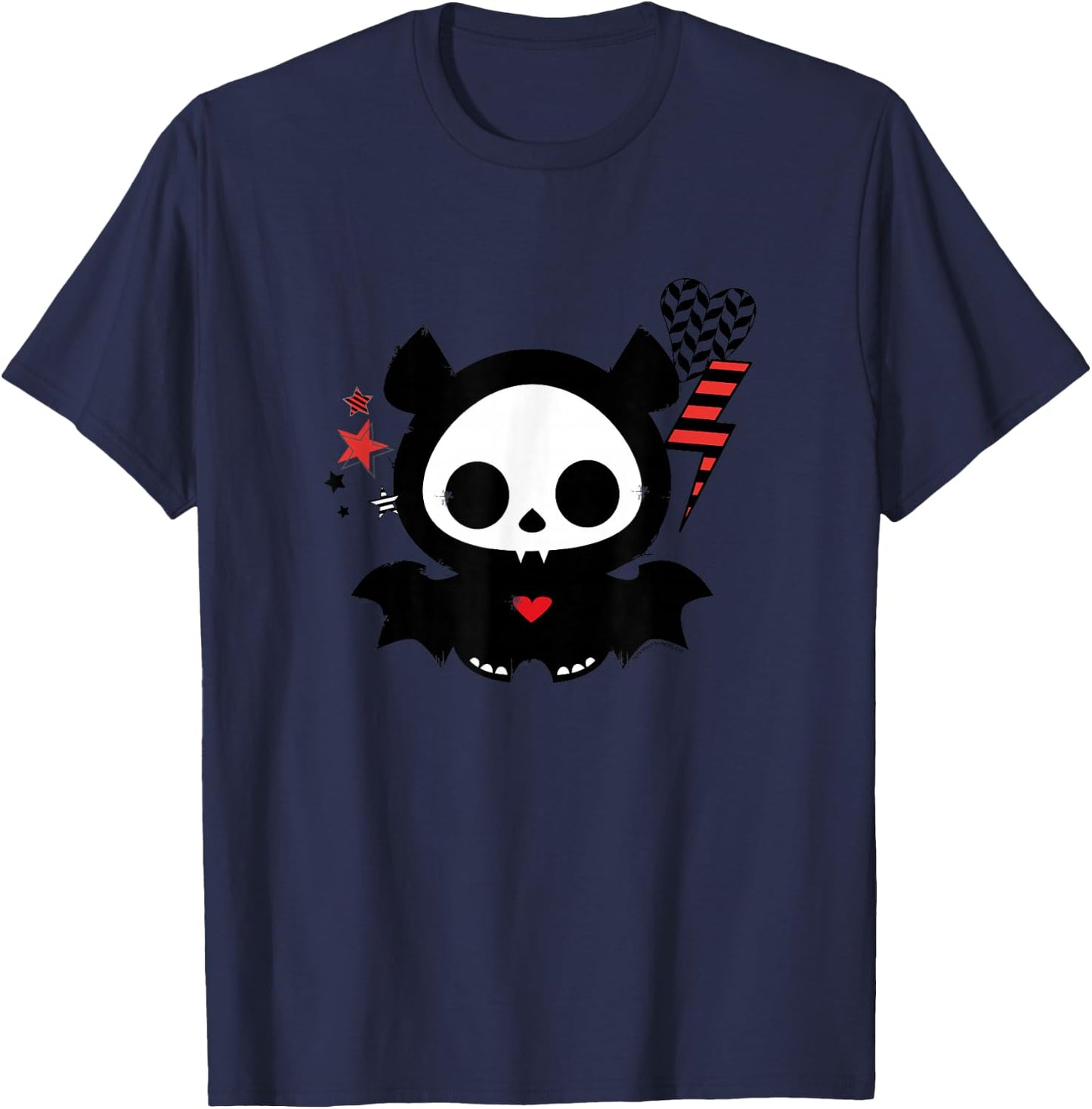 Skelanimals Vintage Pop Art Diego Bat Lightning Heart Icons T-Shirt - T-Shirt | Navy