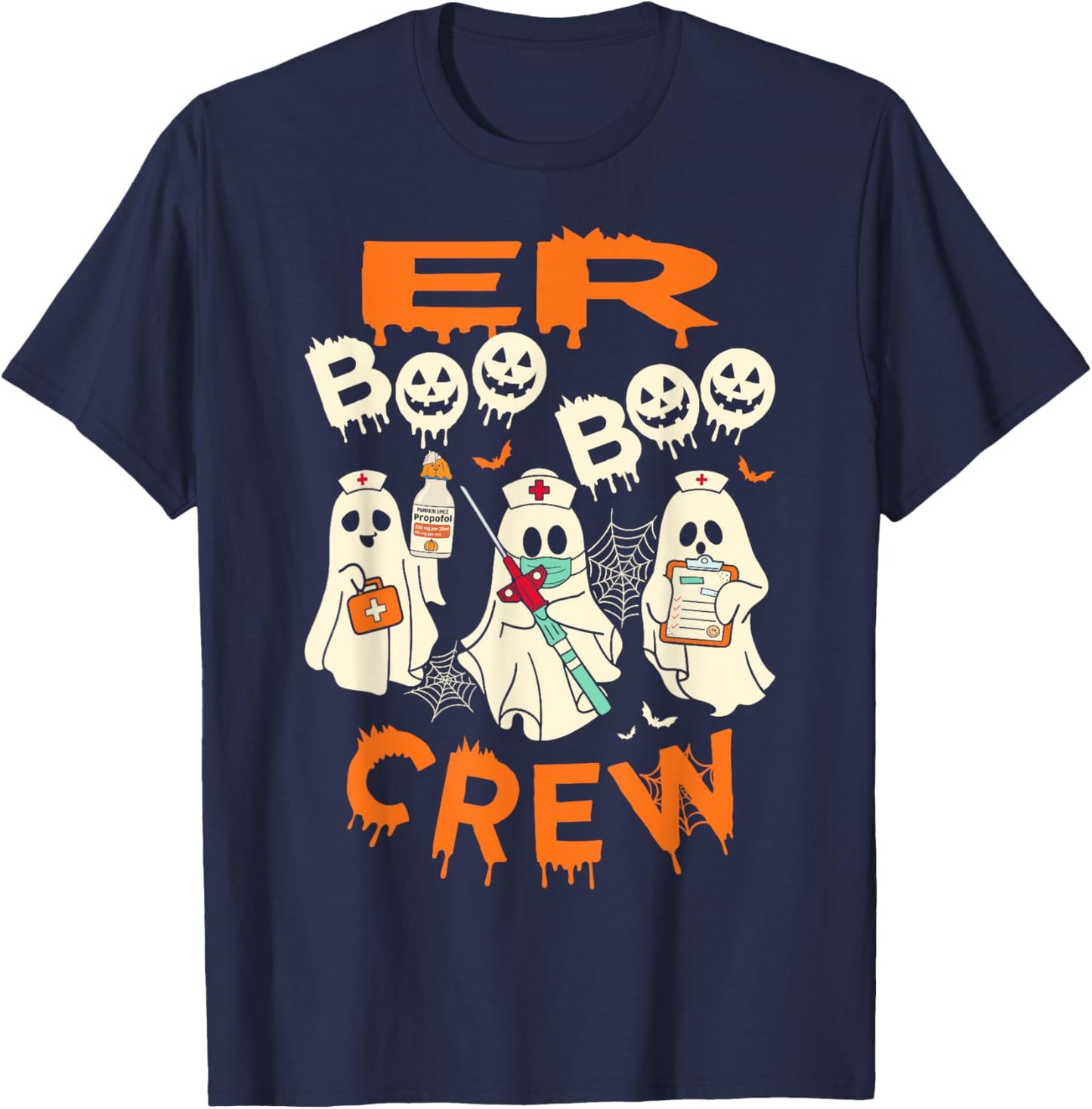 Cute Emergency Department Funny ER Nurse Halloween T-Shirt - T-Shirt | Navy