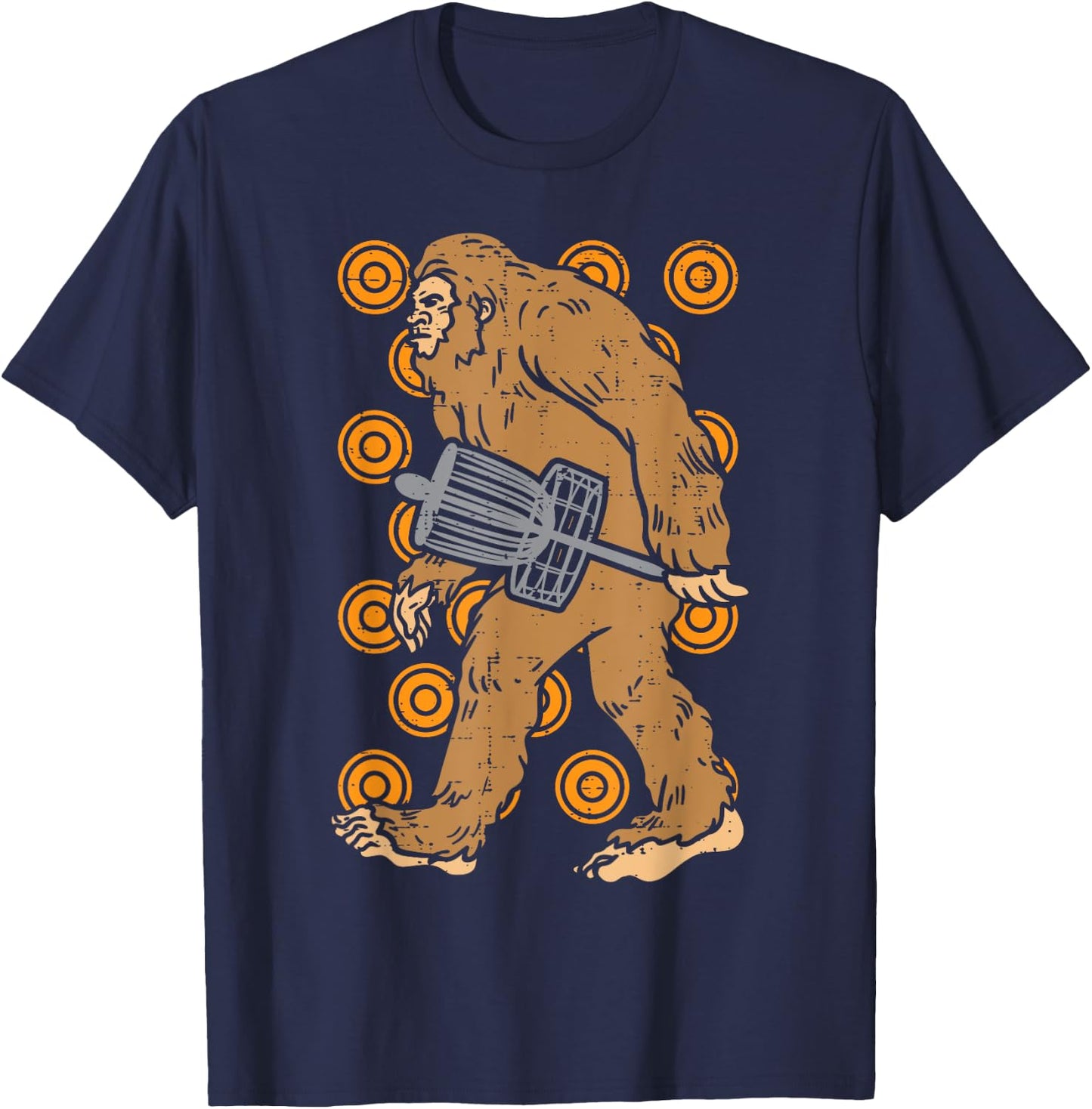 Bigfoot Sasquatch Disc Golf Funny Frisbee Golfing Golfer Men T-Shirt - T-Shirt | Navy