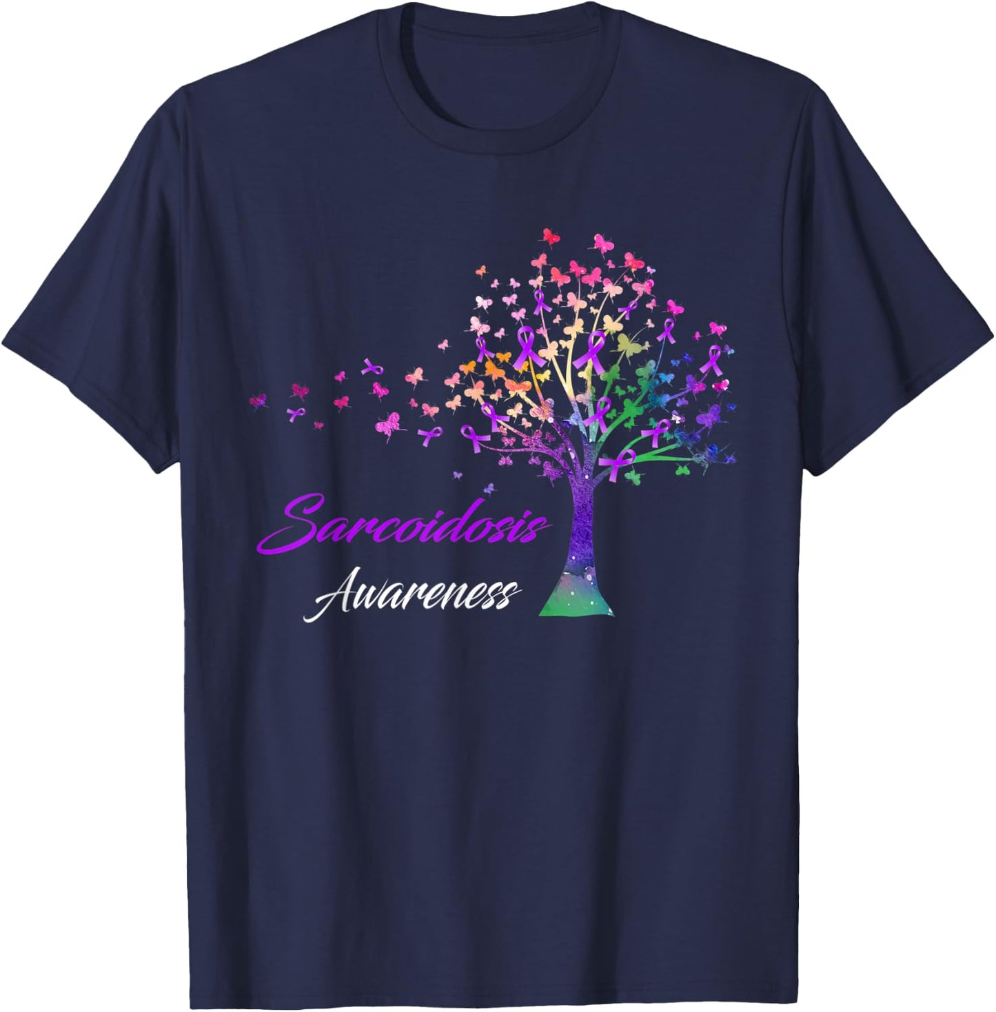 Tree Ribbon Sarcoidosis Awareness T-Shirt - T-Shirt | Navy