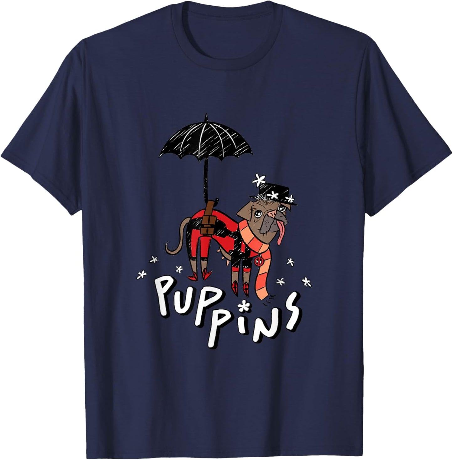 Marvel Deadpool & Wolverine Mary Poppins Dogpool Puppins T-Shirt - T-Shirt | Navy
