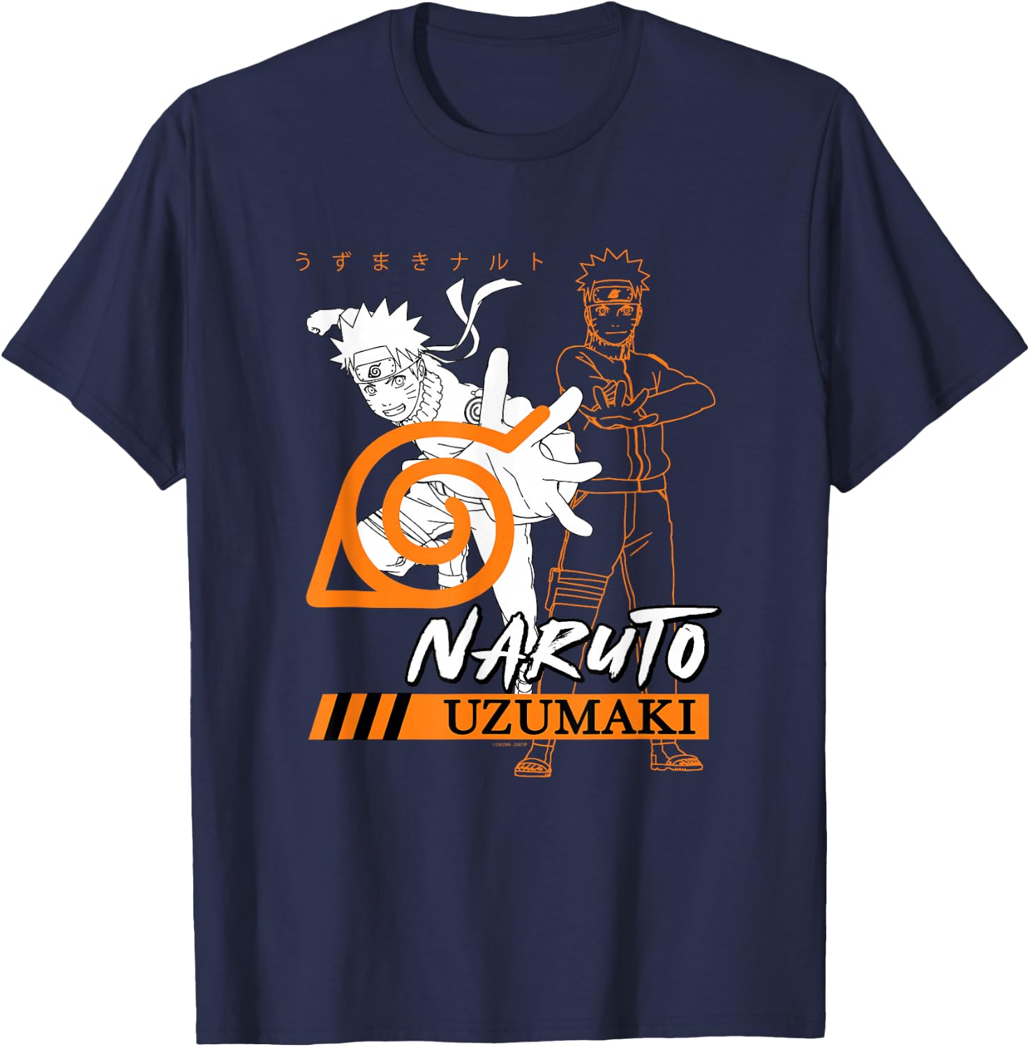 Naruto Shippuden Uzumaki Overlap Hidden Leaf Village Symbol T-Shirt - T-Shirt | Navy