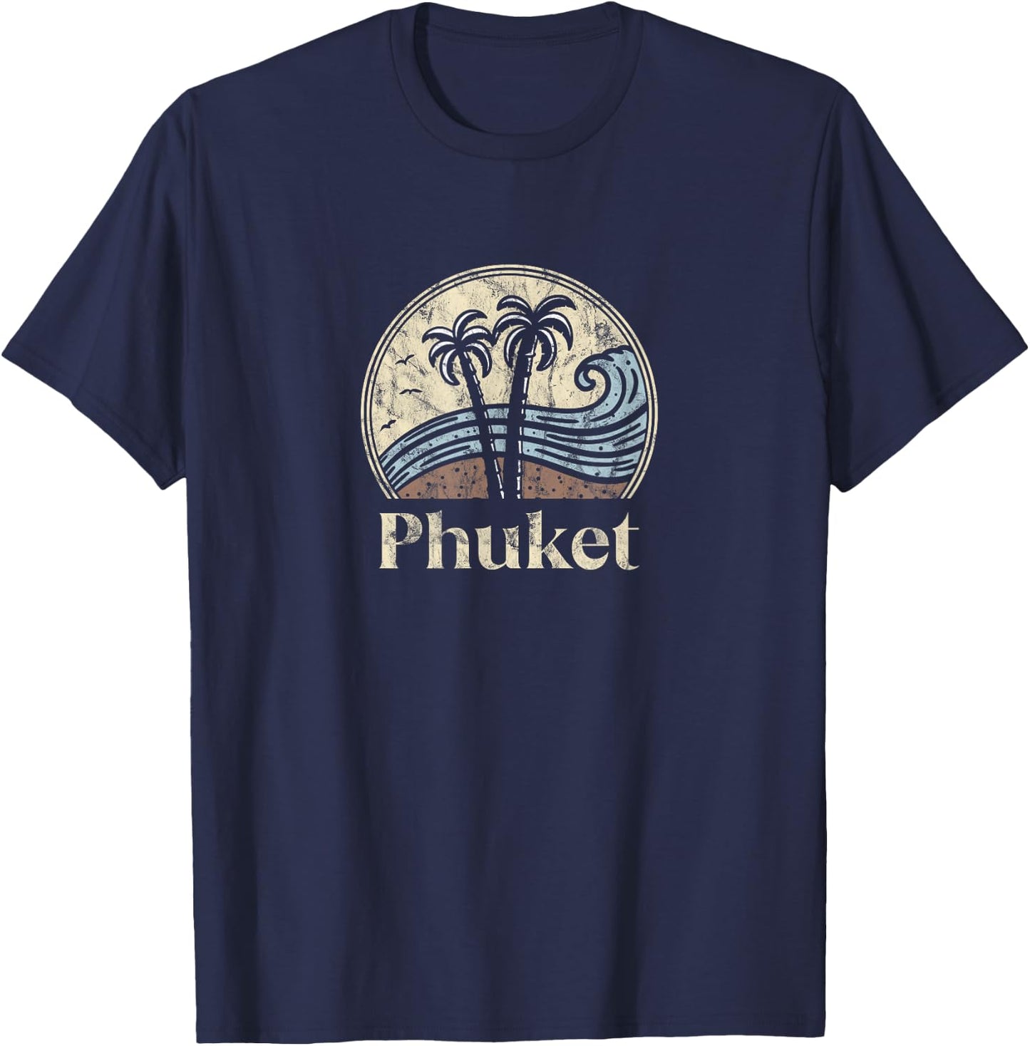 Vintage Phuket Thai Palm Trees Thailand Souvenir Beach T-Shirt - T-Shirt | Navy