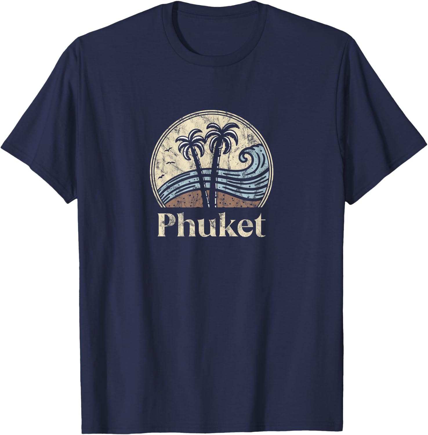 Vintage Phuket Thai Palm Trees Thailand Souvenir Beach T-Shirt - T-Shirt | Navy