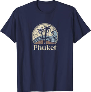 Vintage Phuket Thai Palm Trees Thailand Souvenir Beach T-Shirt - T-Shirt | Navy