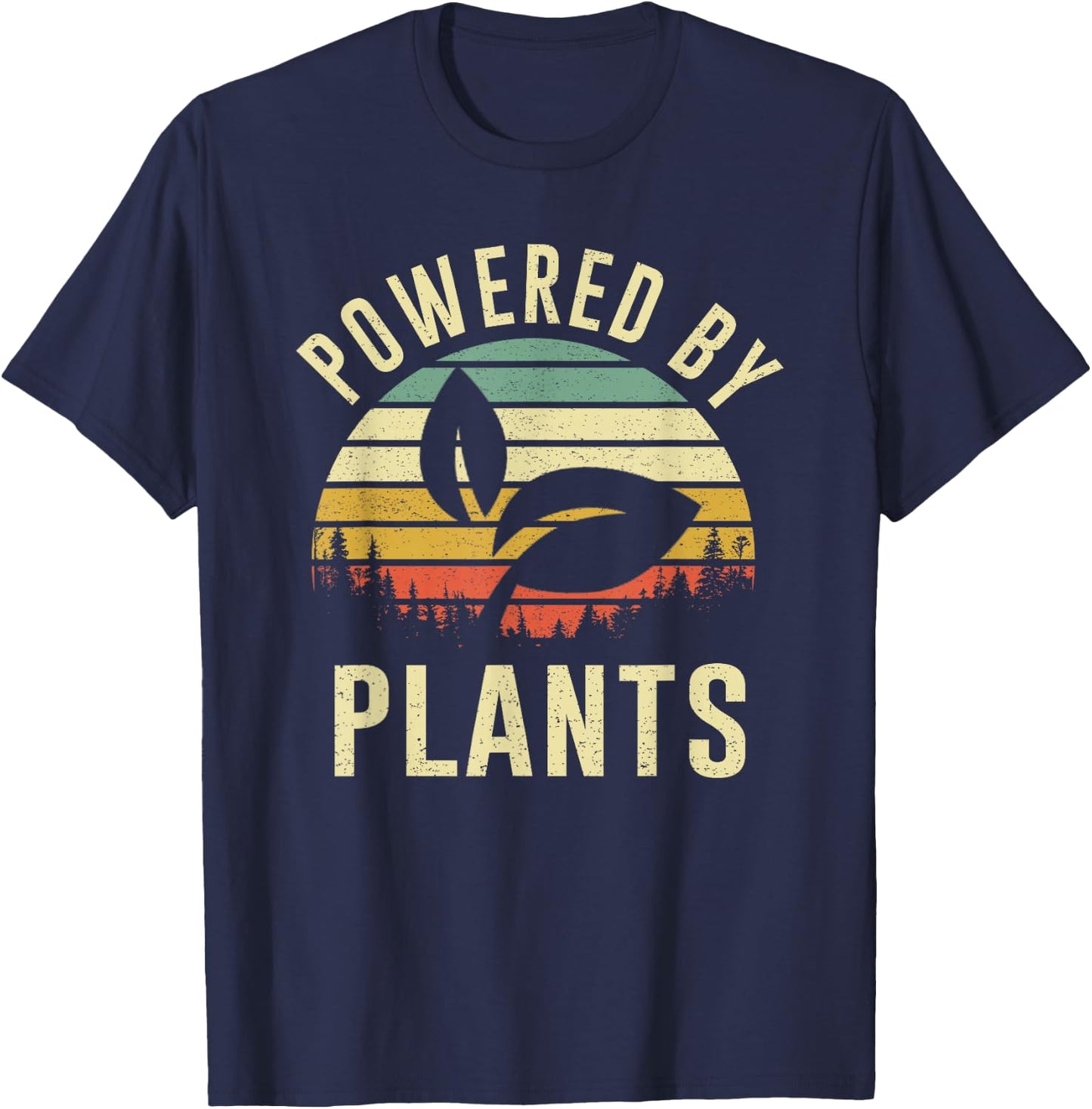 Vintage Powered Plants Vegetarian By Vegan Diet T-Shirt - T-Shirt | Navy