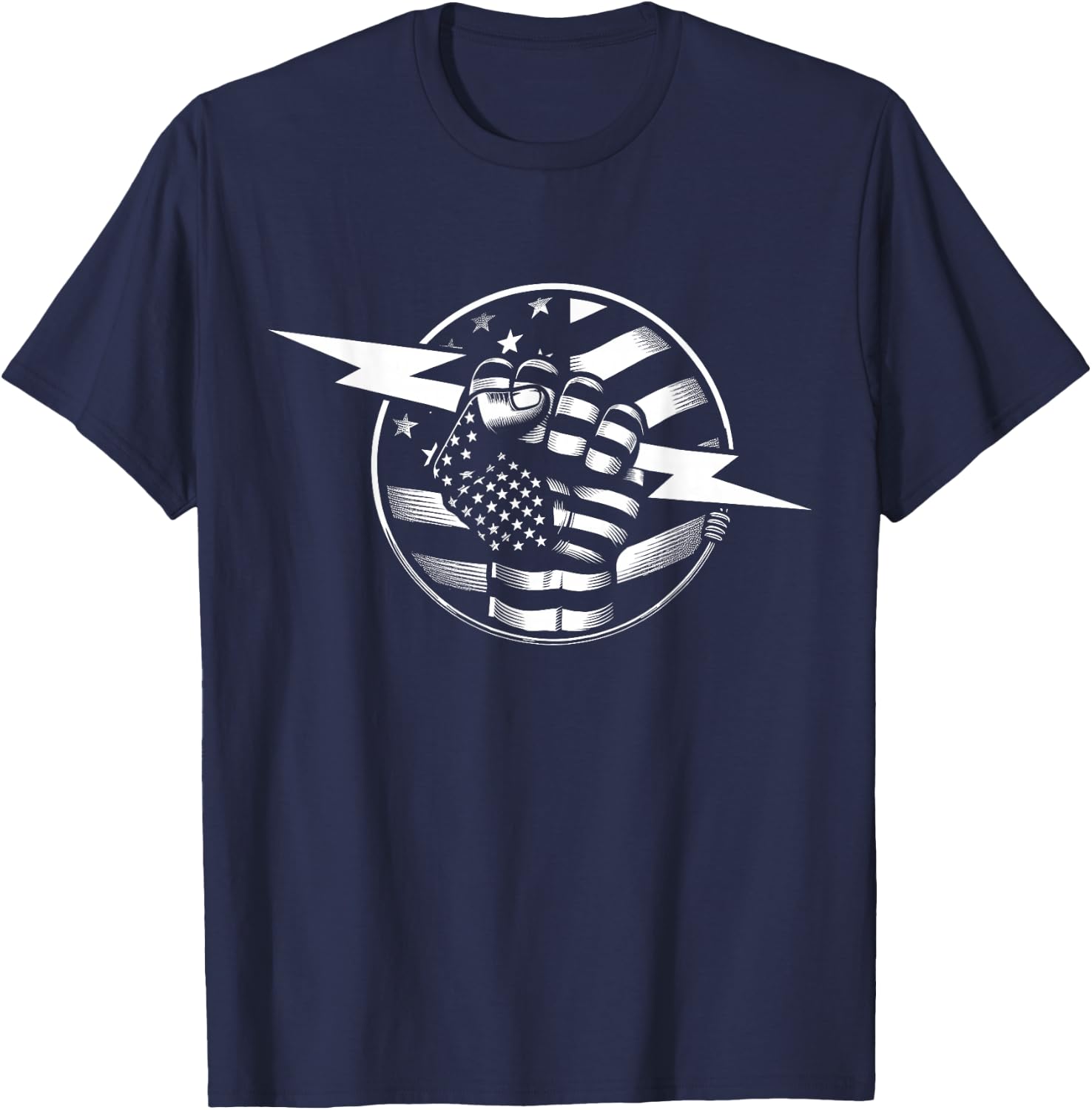 Electrician Hero American Flag Electrical Worker T-Shirt - T-Shirt | Navy