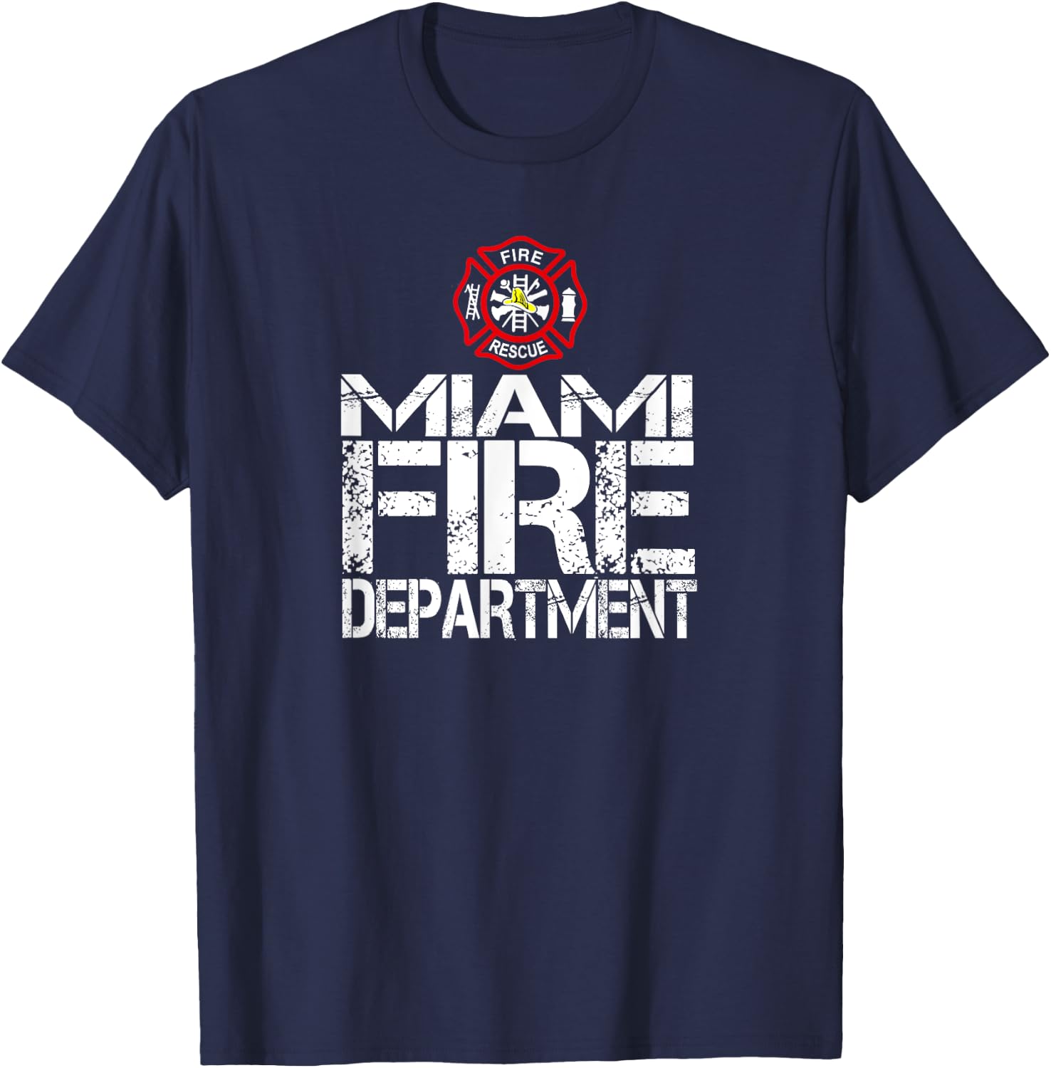 Miami Fire Dept with Florian Cross for Family Kids Adults T-Shirt - T-Shirt | Navy