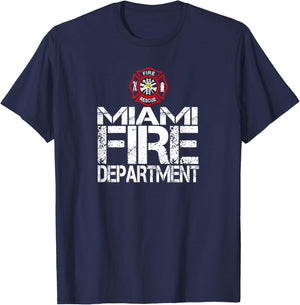 Miami Fire Dept with Florian Cross for Family Kids Adults T-Shirt - T-Shirt | Navy