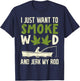 Smoke Weed And Jerk My Rod Fishing Cannabis 420 Stoner Dad T-Shirt - T-Shirt | Navy