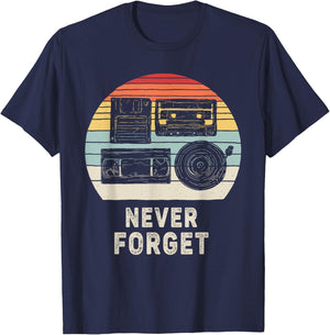 Vintage Retro Never Forget Nostalgia T-Shirt - T-Shirt | Navy