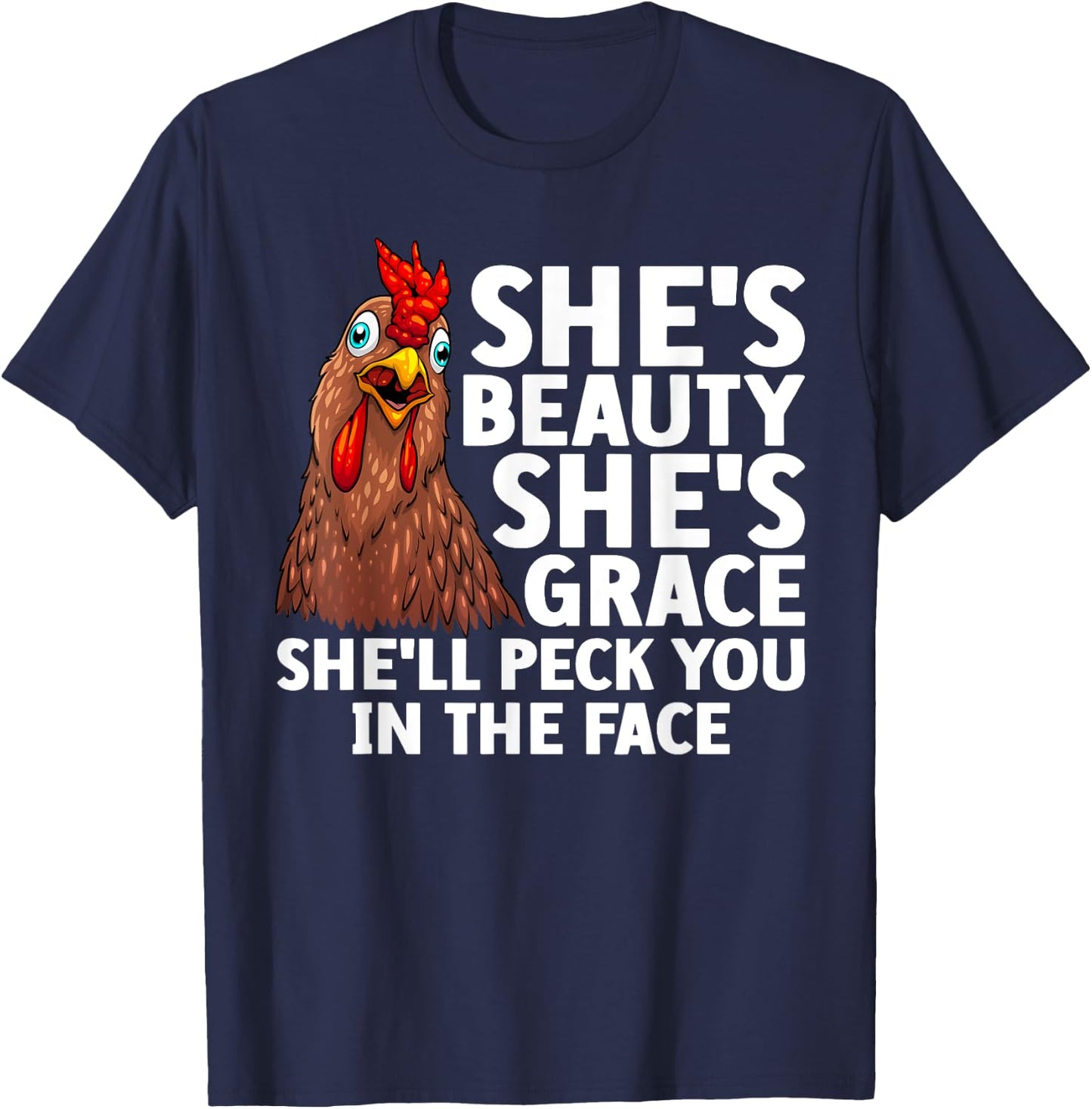 Funny Chicken Art Women Rooster Hen Chicken Farmer T-Shirt - T-Shirt | Navy