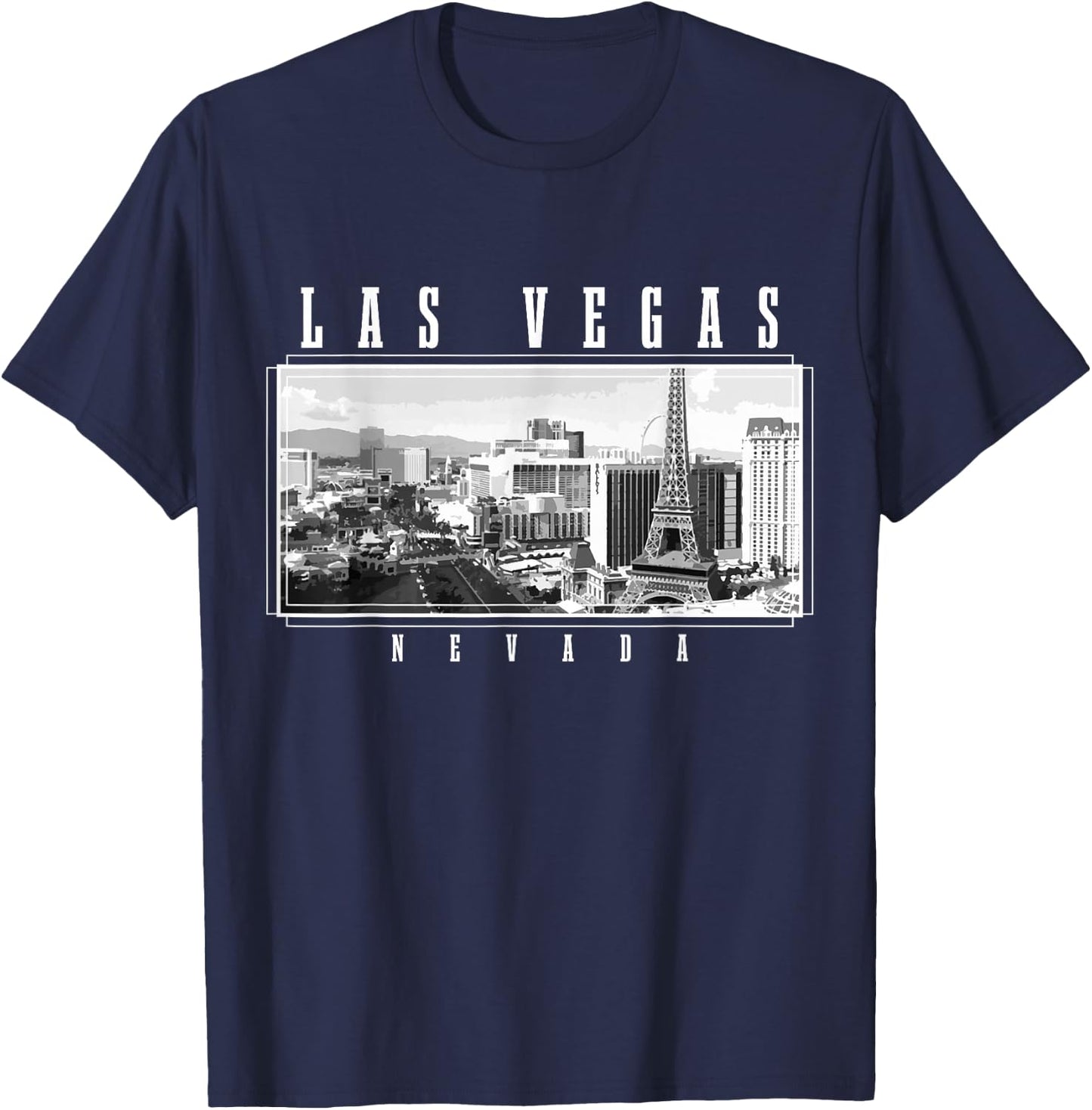 Las Vegas Skyline Nevada Vintage USA America Souvenir T-Shirt - T-Shirt | Navy