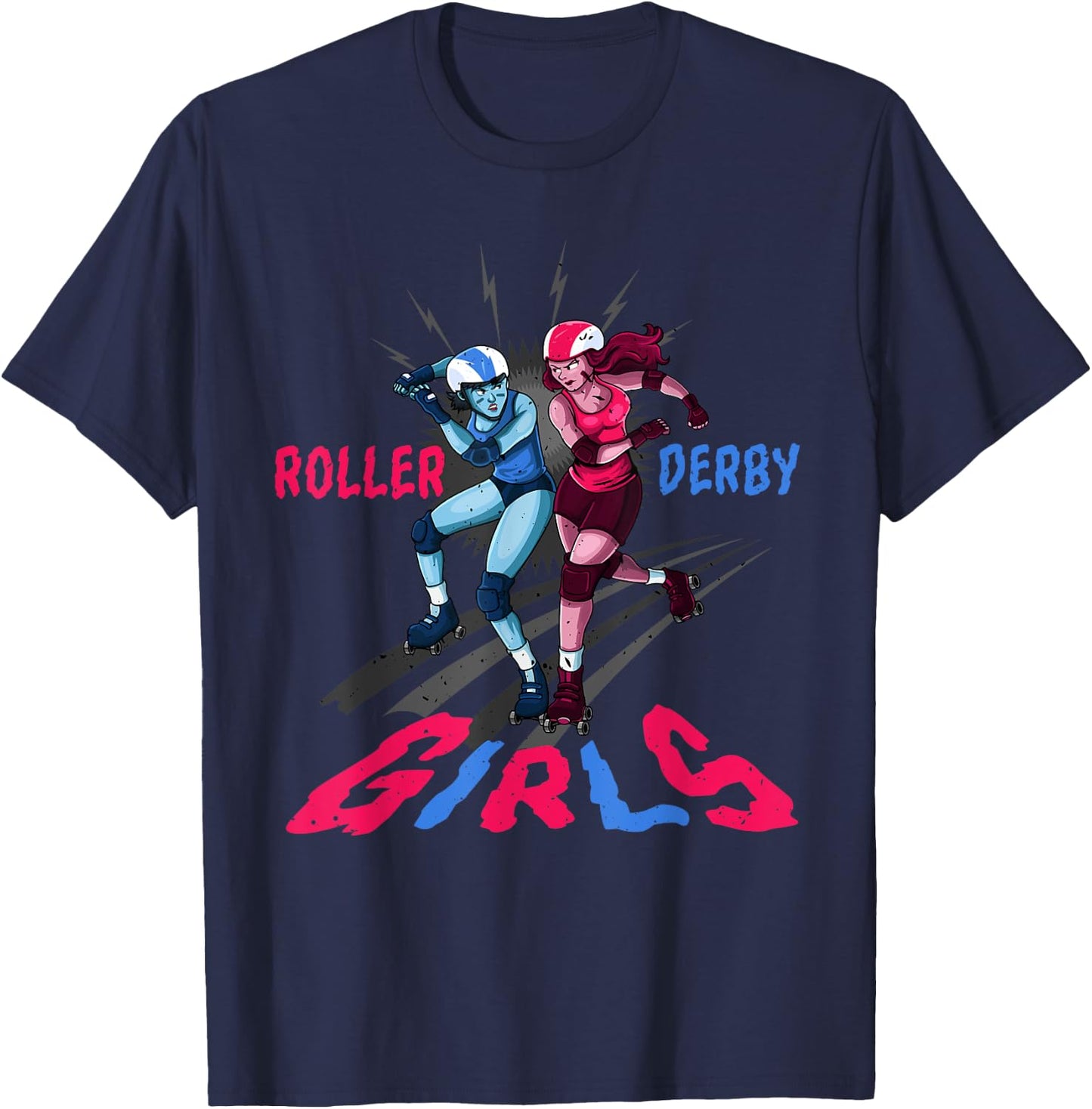 Roller Derby Girls Funny Jammer Skates Player T-Shirt - T-Shirt | Navy