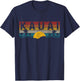 Kauai Hawaii Vintage Sunset Surfer Beach Souvenir T-Shirt - T-Shirt | Navy