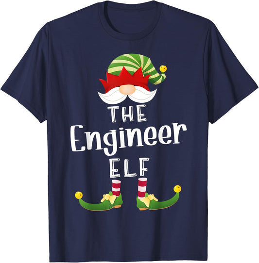 Engineer Elf Group Christmas Funny Pajama Party T-Shirt - T-Shirt | Navy