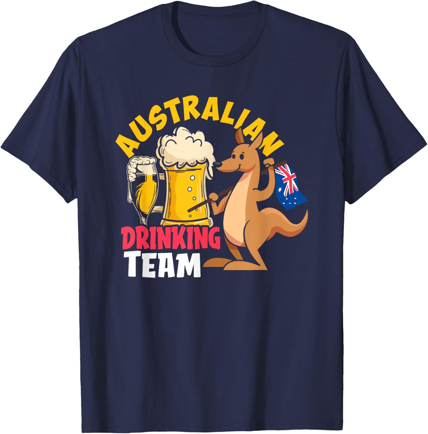 Australian Drinking Beer Team Funny Australia Day T-Shirt - T-Shirt | Navy