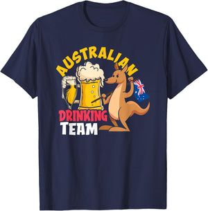 Australian Drinking Beer Team Funny Australia Day T-Shirt - T-Shirt | Navy