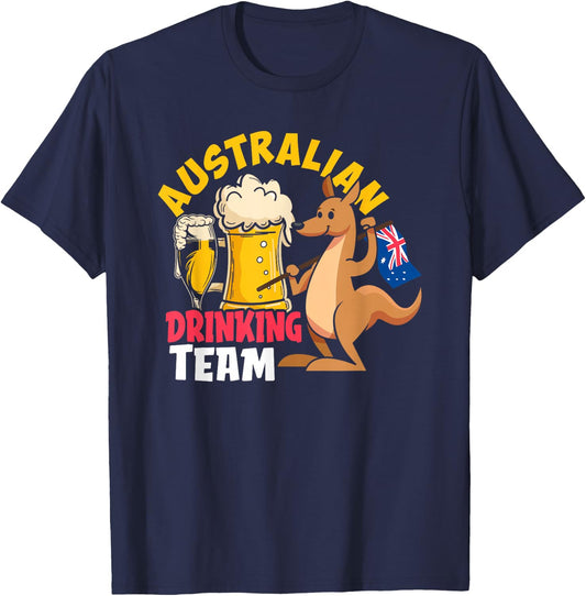 Australian Drinking Beer Team Funny Australia Day T-Shirt - T-Shirt | Navy