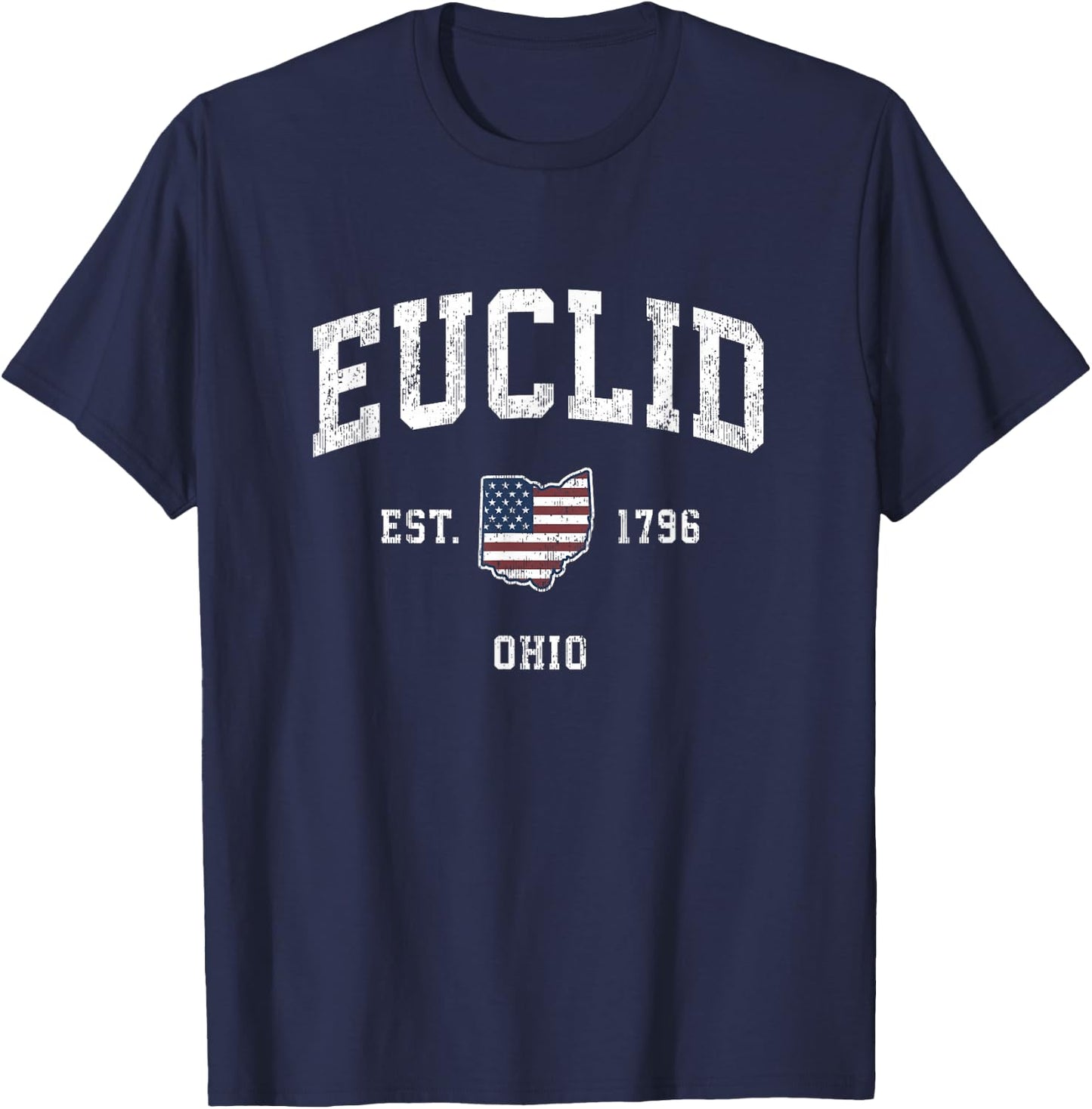 Euclid Ohio OH Vintage American Flag Sports Design T-Shirt - T-Shirt | Navy