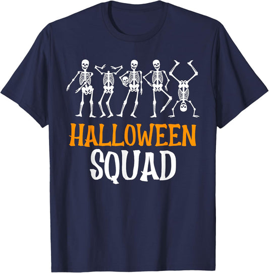 Halloween Squad Skeleton Dancing Scary Spooky Men Women Kids T-Shirt - T-Shirt | Navy