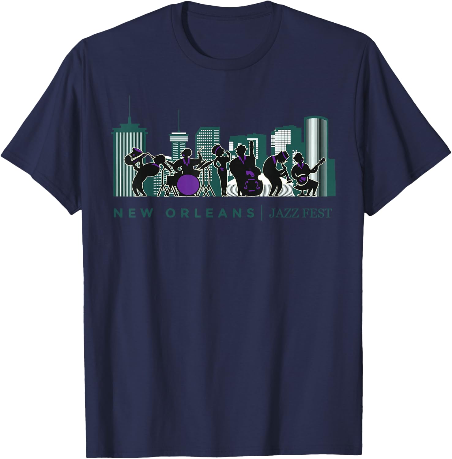 Jazz Music New Orleans Fest Jazz Festival Souvenir T-Shirt - T-Shirt | Navy