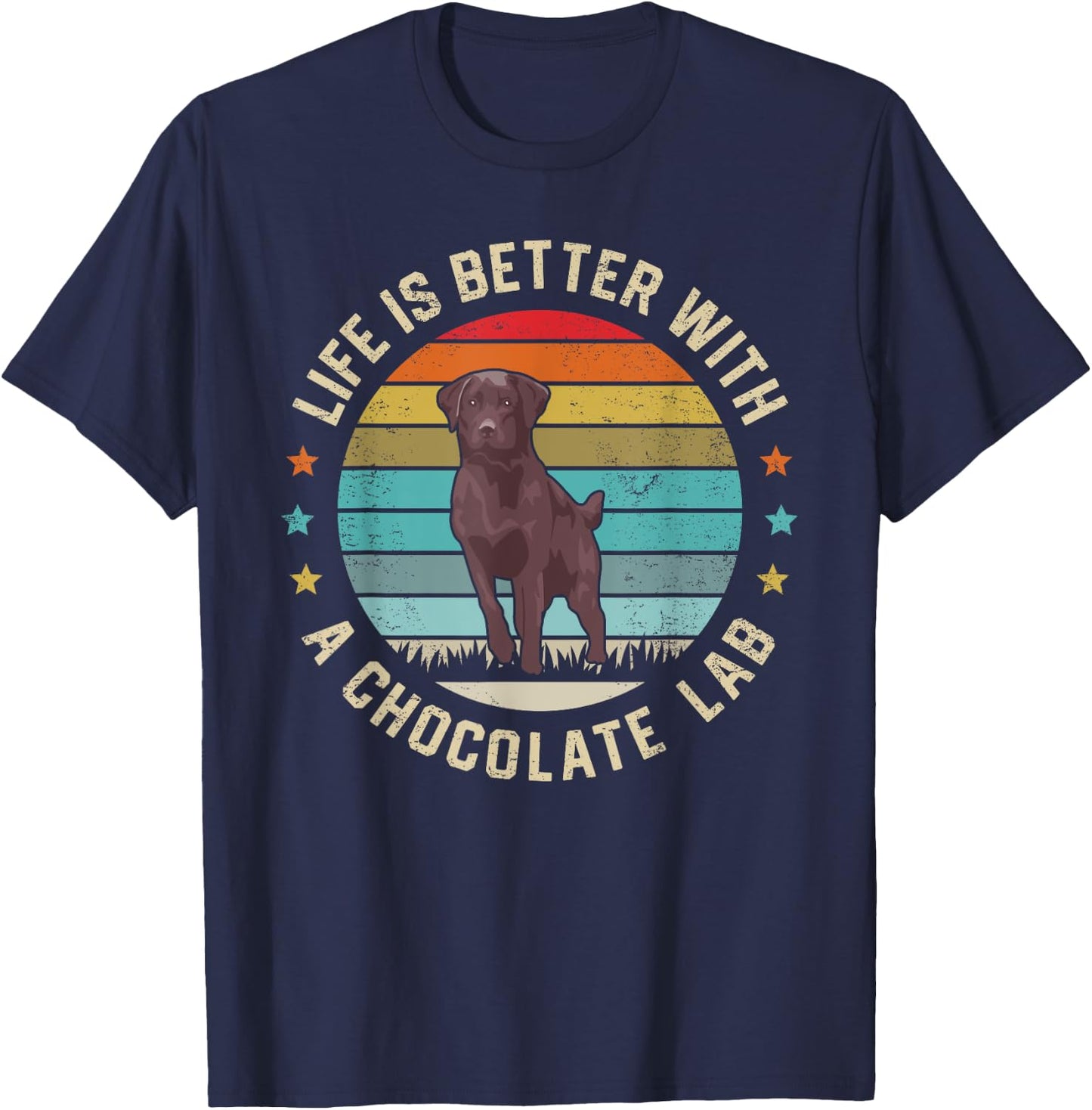 Chocolate Lab Dog Owner Dog Dad Mom Brown Labrador Retriever Men Women Kids T-Shirt - T-Shirt | Navy