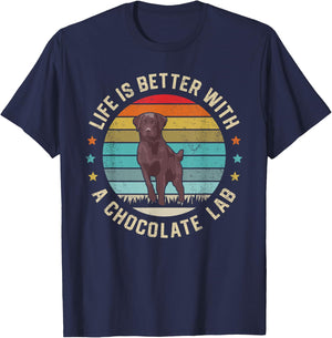 Chocolate Lab Dog Owner Dog Dad Mom Brown Labrador Retriever Men Women Kids T-Shirt - T-Shirt | Navy