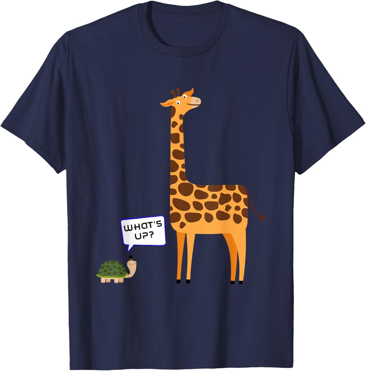 What's Up? Funny Turtle and Giraffe gift T-Shirt - T-Shirt | Navy