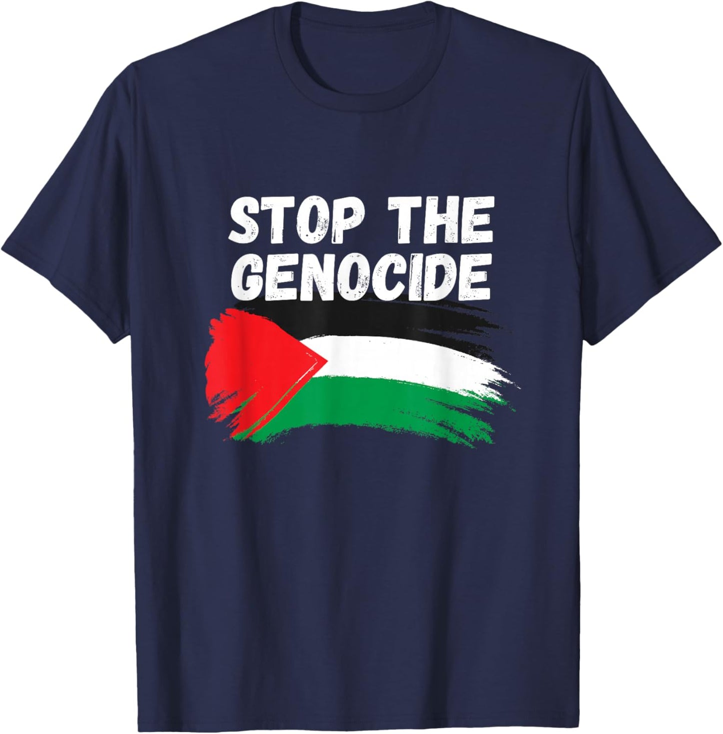 Stop The Genocide Flag T-Shirt - T-Shirt | Navy