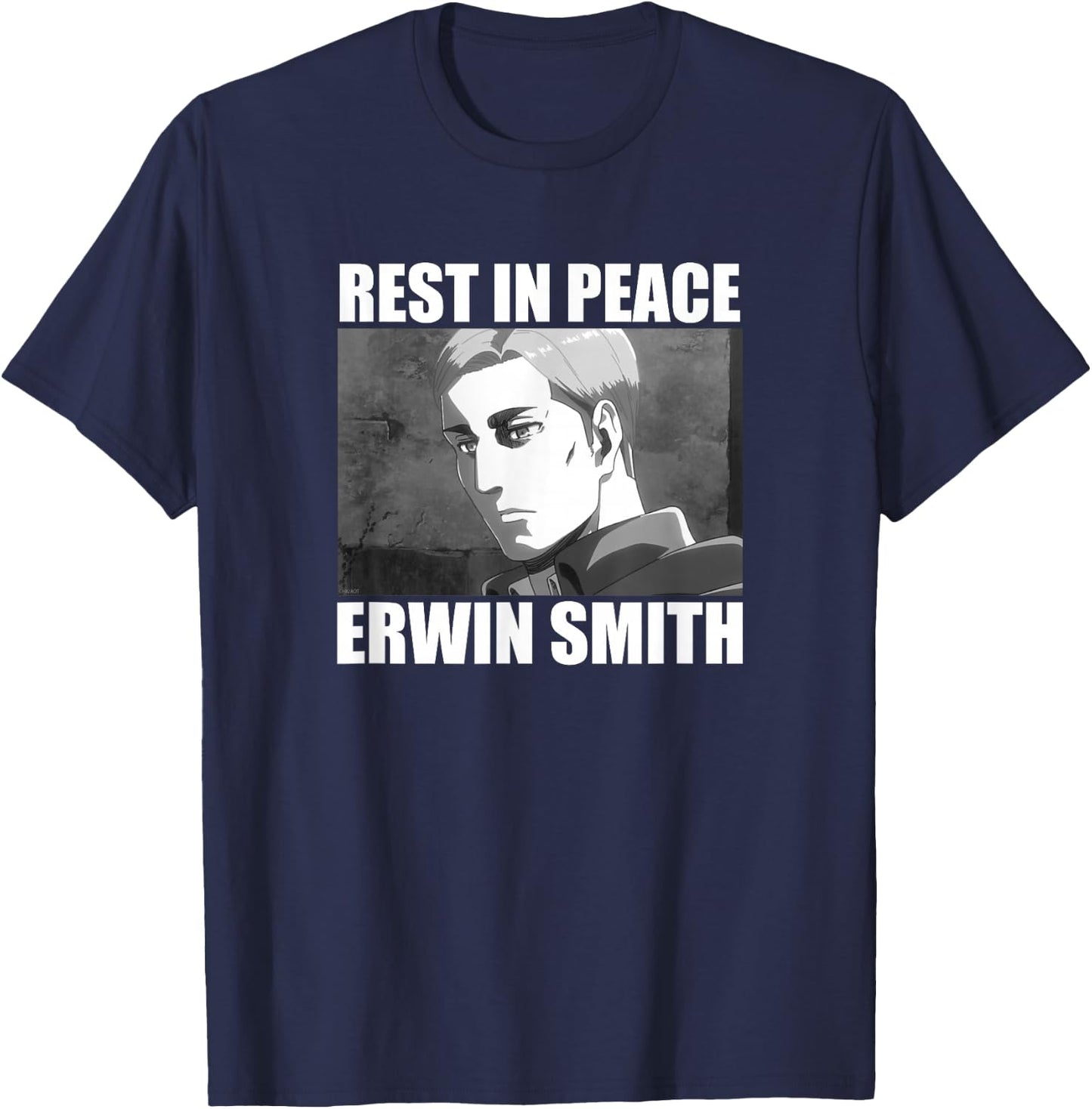 Attack on Titan Season 3 Rest in Peace Erwin Smith Anime T-Shirt - T-Shirt | Navy