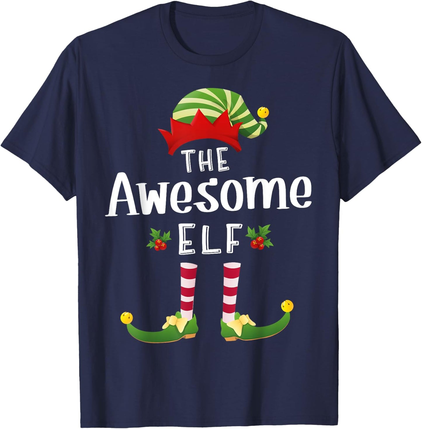 Awesome Christmas Elf Matching Pajama X-Mas Party T-Shirt - T-Shirt | Navy