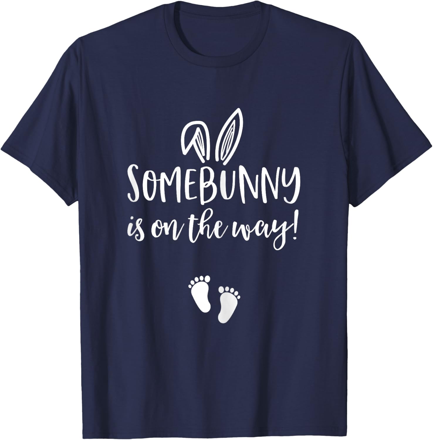 Easter Pregnancy Announcement Shirt Somebunny is on the Way T-Shirt - T-Shirt | Navy