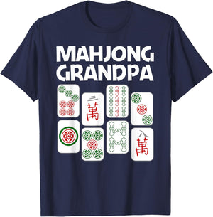 Funny Mahjong Gift Grandpa Dad Men Tile Game Lover Players T-Shirt - T-Shirt | Navy