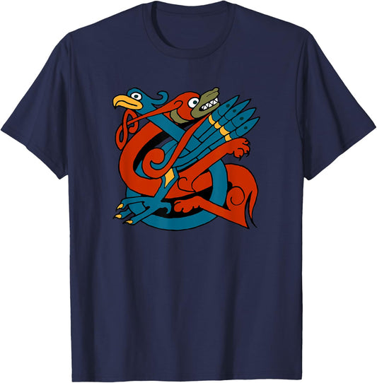Celtic Design of Dog and Bird - Celts of the World T-Shirt - T-Shirt | Navy