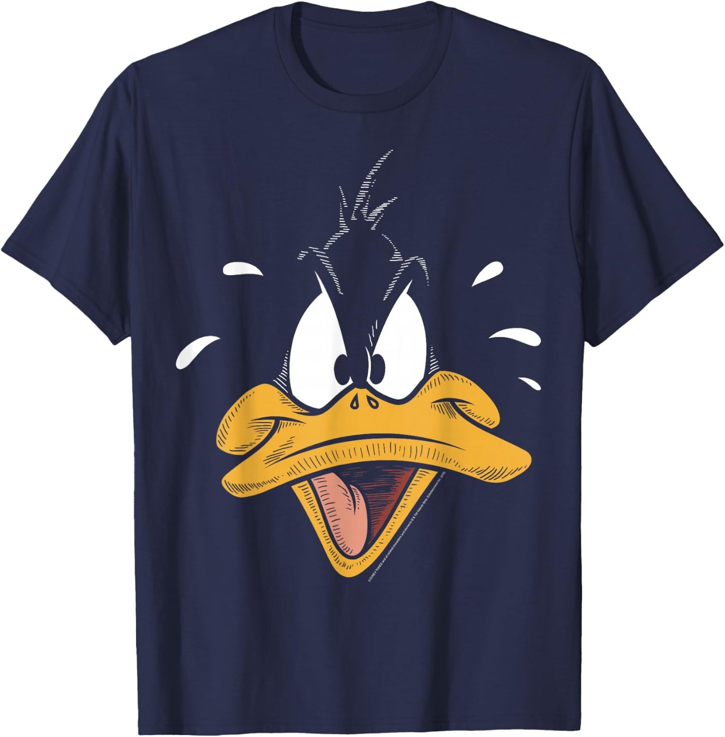 Looney Tunes Daffy Duck Sketched Big Face T-Shirt - T-Shirt | Navy