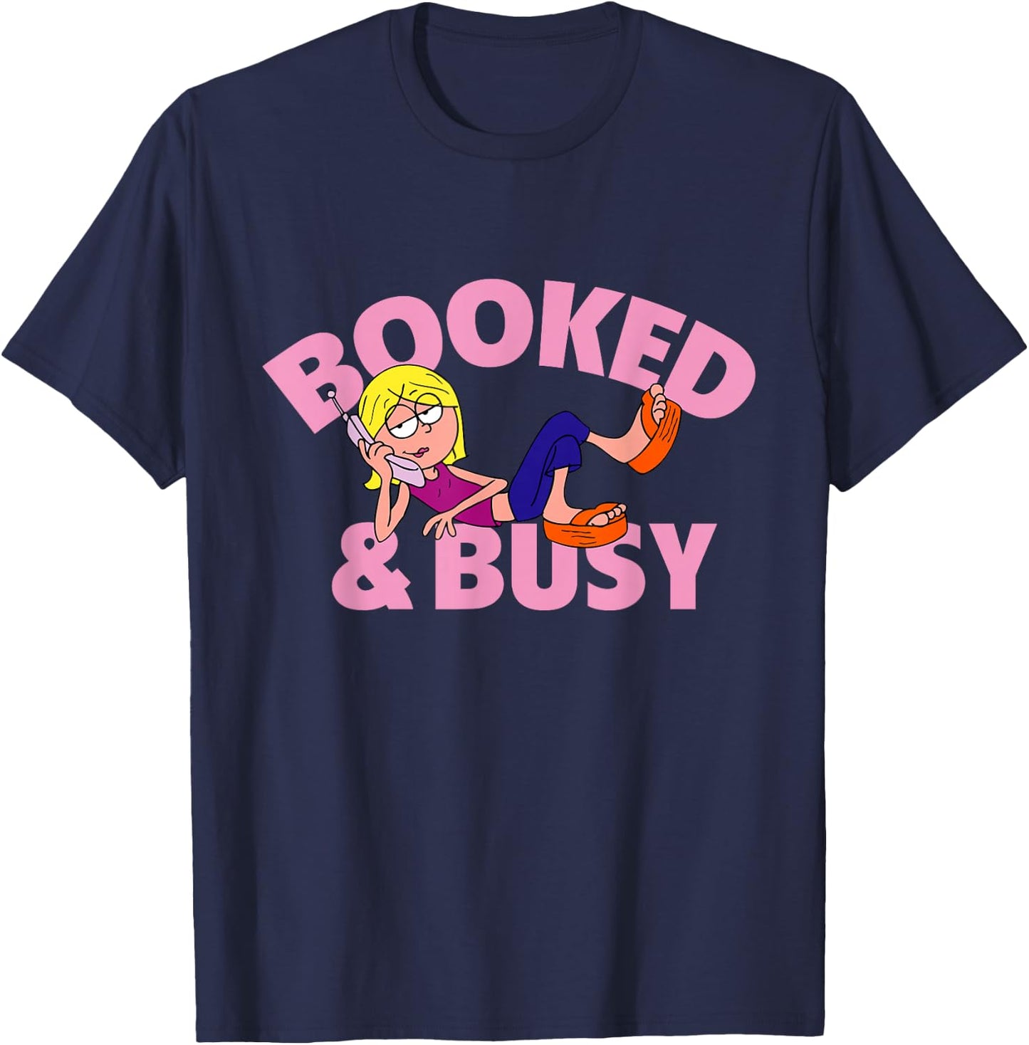 Disney Channel Lizzie McGuire Animated Lizzie Booked & Busy T-Shirt - T-Shirt | Navy