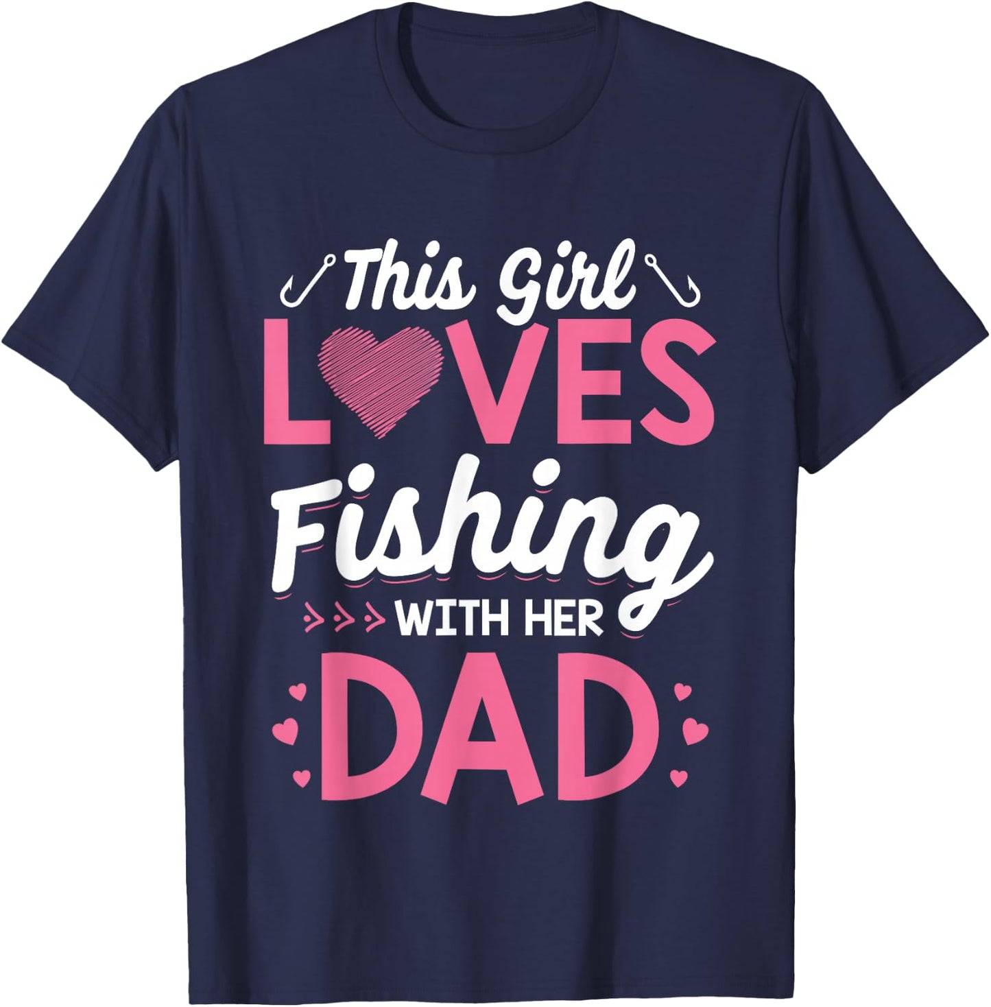 Daughter Fishing Shirt Dad Daughter Matching Fishing T-Shirt - T-Shirt | Navy
