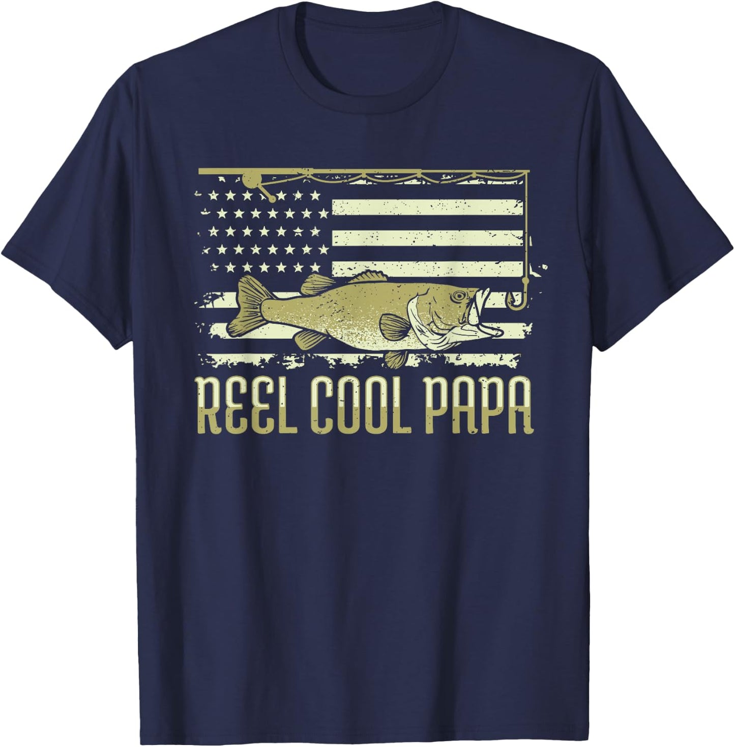 Fishing Gift Dads: Reel Cool Papa T-Shirt - T-Shirt | Navy