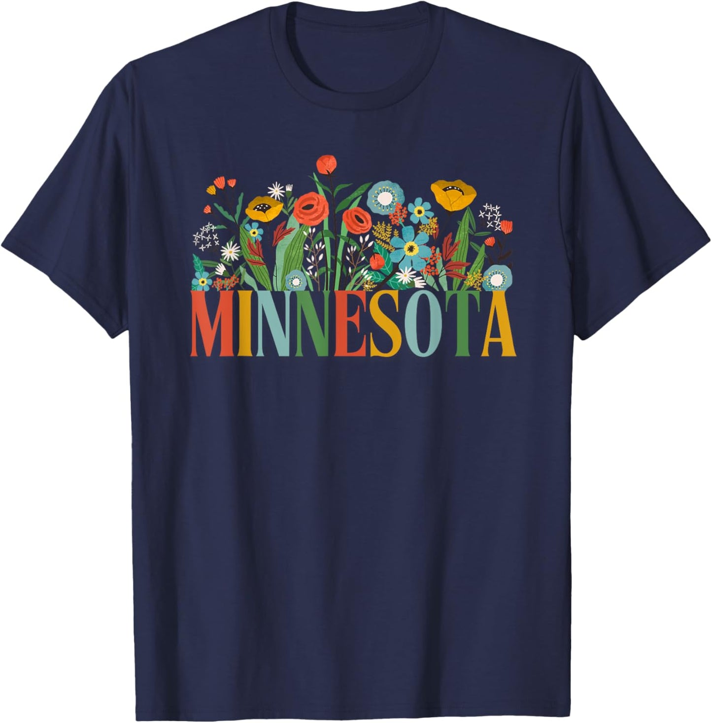 Minnesota Floral Vacation Group Matching T-Shirt - T-Shirt | Navy