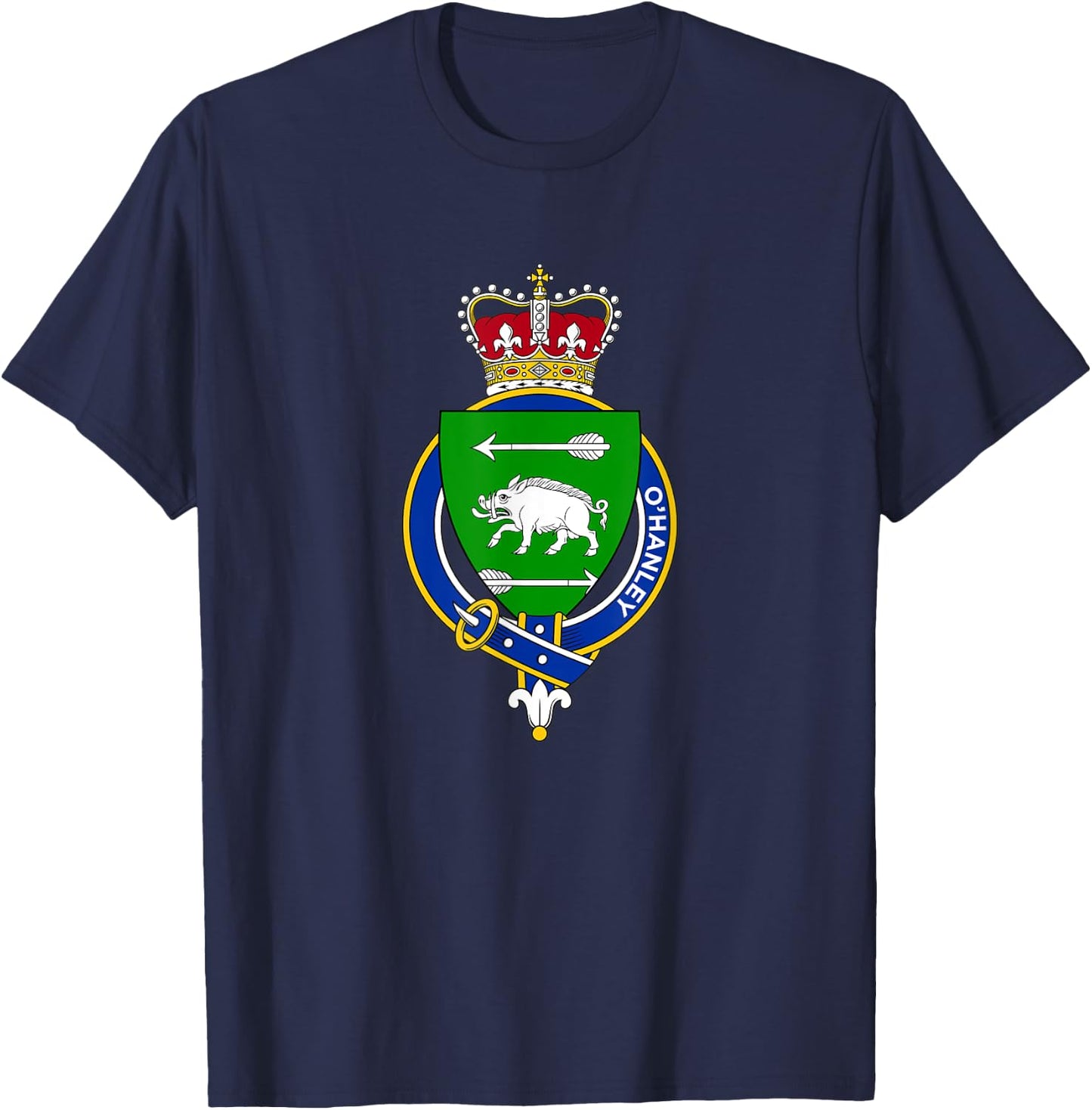 O'Hanley Coat of Arms - Family Crest T-Shirt - T-Shirt | Navy