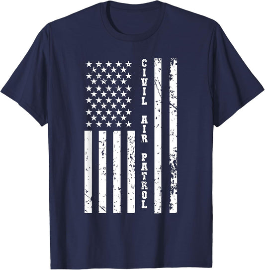 USAF Cap United States Air Force Civil Air Patrol w US Flag T-Shirt - T-Shirt | Navy