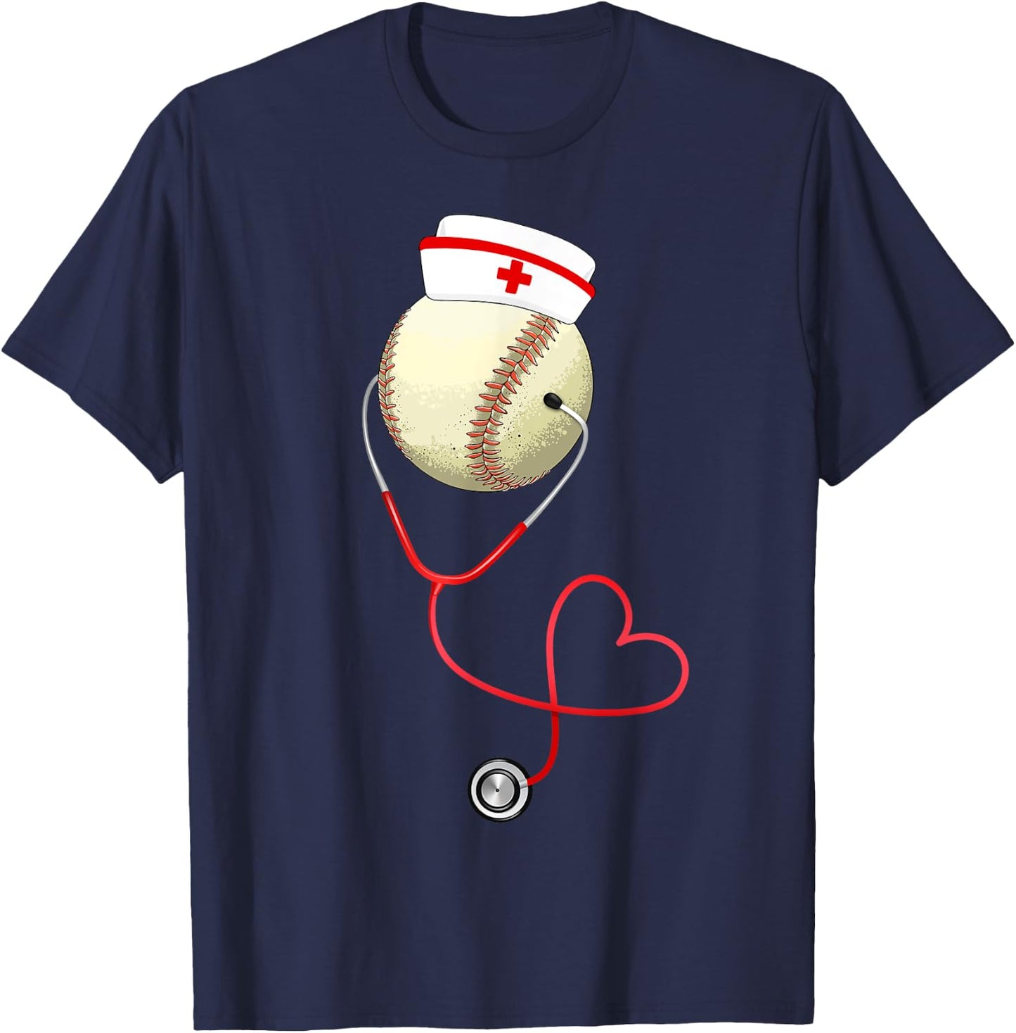 Baseball Nursing Funny For Nurse's Day Sports Medical Lover T-Shirt - T-Shirt | Navy