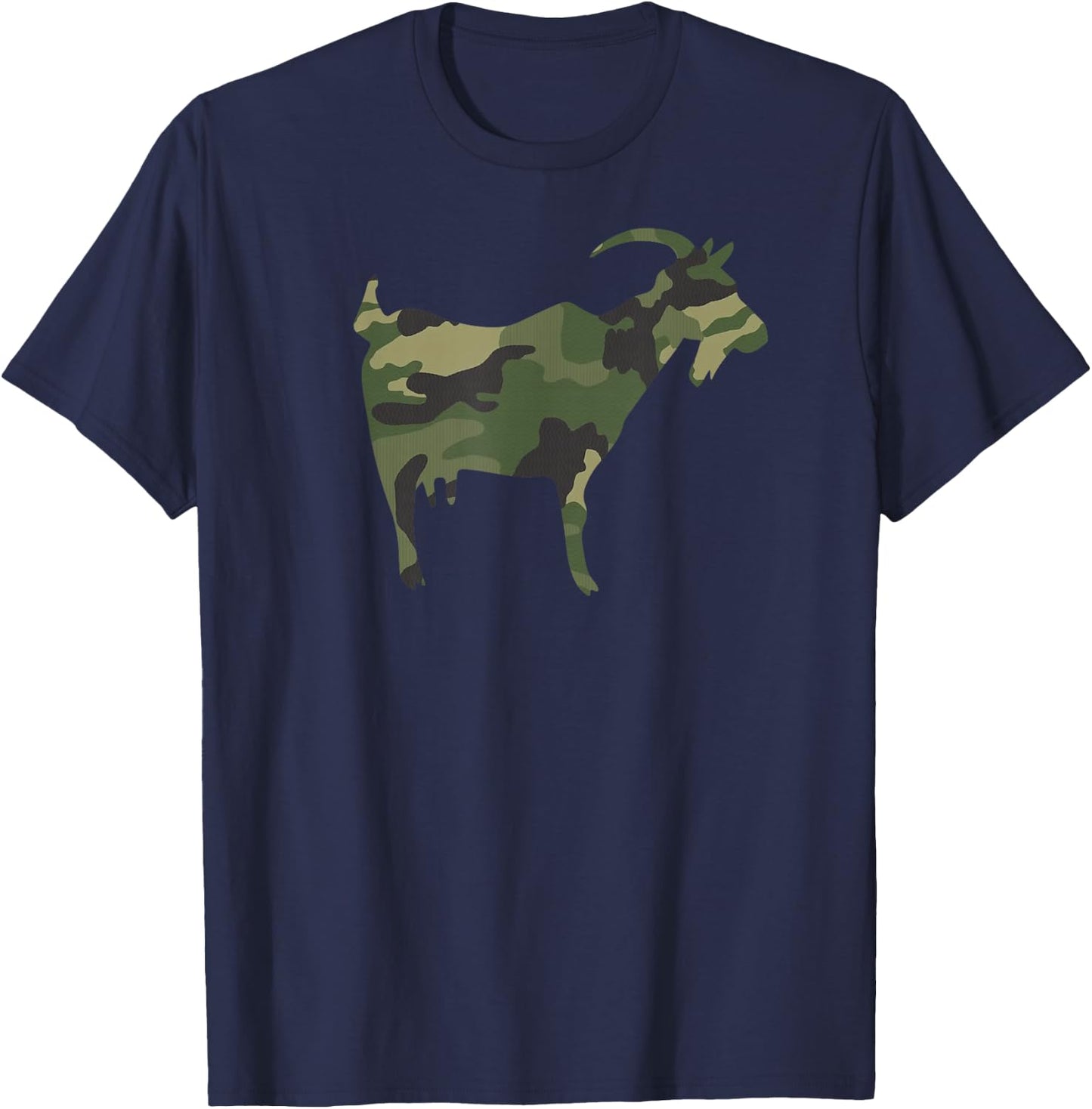 Camo Goat Funny Camouflage Pattern Army Colours Farm T-Shirt - T-Shirt | Navy
