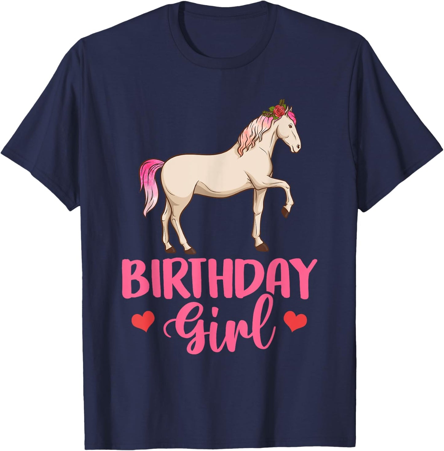 Birthday Child Horse Sport Party Family T-Shirt - T-Shirt | Navy