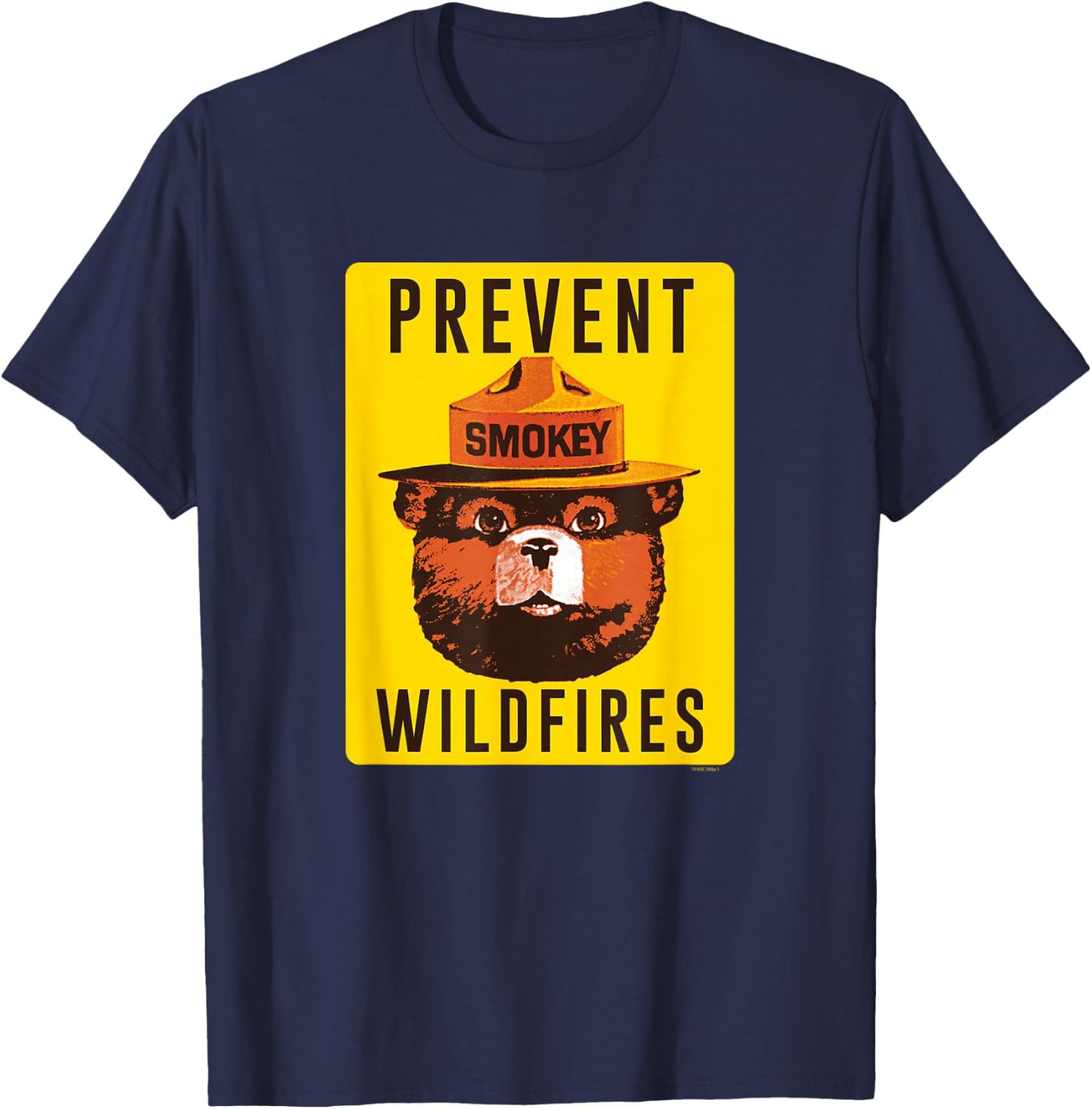 Smokey Bear Prevent Wildfires Vintage Sign Fire Prevention T-Shirt - T-Shirt | Navy