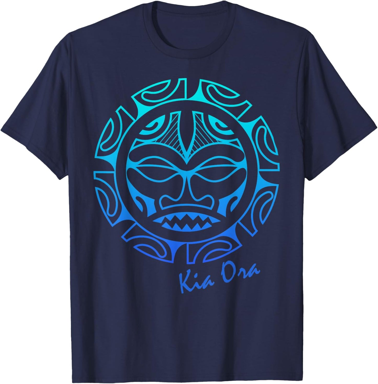 Culture Face Symbol Blue, Haka Kia Ora Dance New Zealand T-Shirt - T-Shirt | Navy