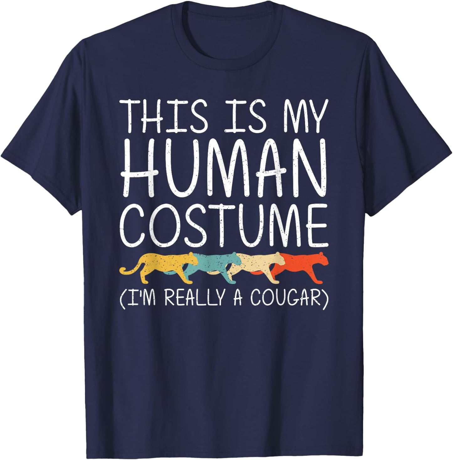 Cougar Halloween Human Costume Puma Animal Easy DIY Gift T-Shirt - T-Shirt | Navy